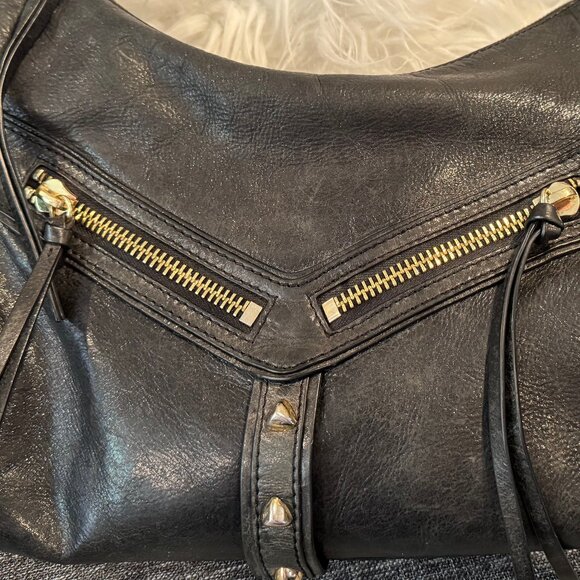 Botkier Leather Hobo Bag โ Dark Green Fringe & Stud Detail Zipper Detail - Picture 3 of 16